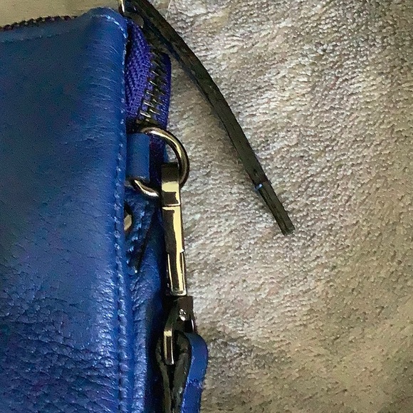 Halston Heritage Blue Leather Zipper Crossbody Bag - Picture 3 of 13